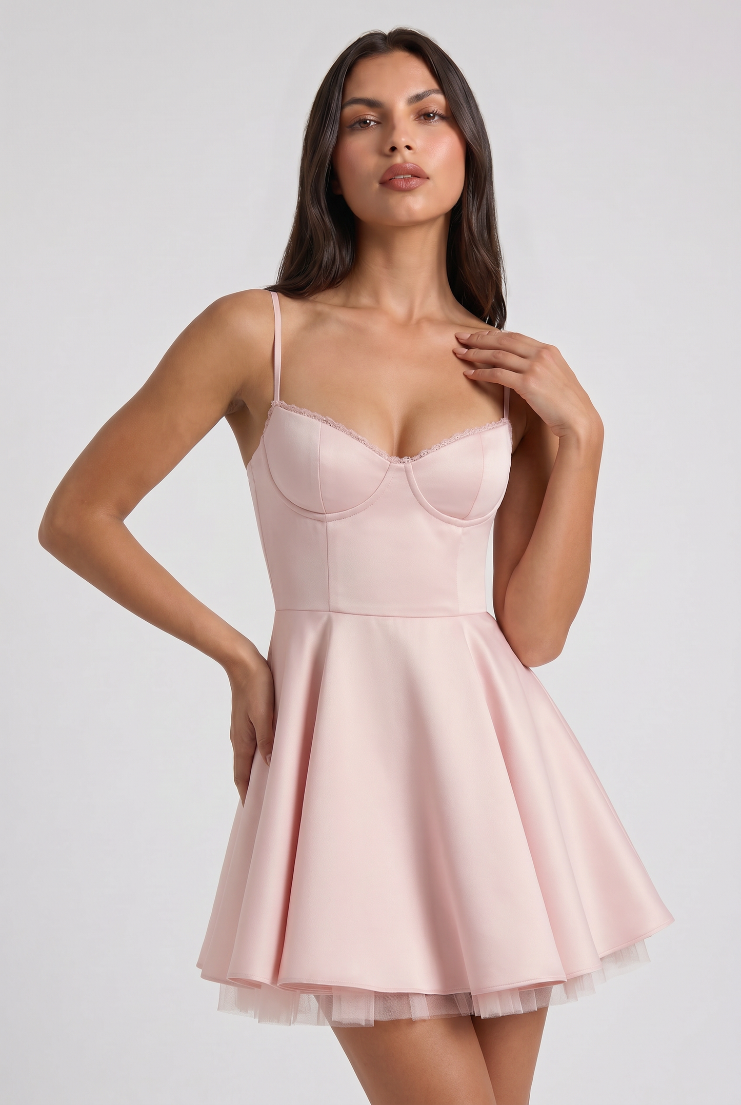 Virelle | Mini Robe Femme À Col Cœur Avec Jupe En Tulle Et Poches