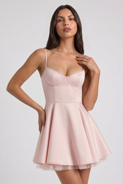 Virelle | Mini Robe Femme À Col Cœur Avec Jupe En Tulle Et Poches