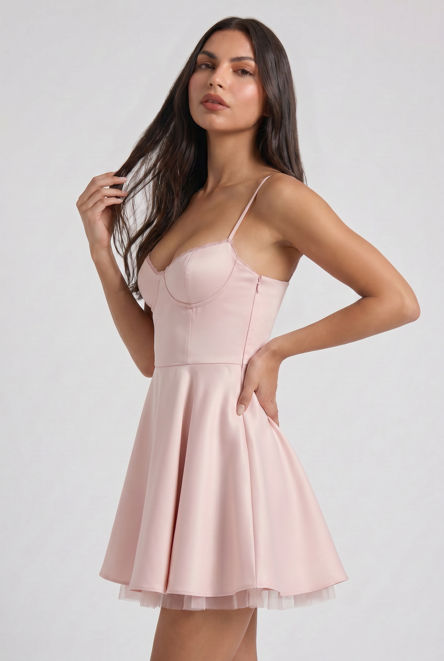 Virelle | Mini Robe Femme À Col Cœur Avec Jupe En Tulle Et Poches
