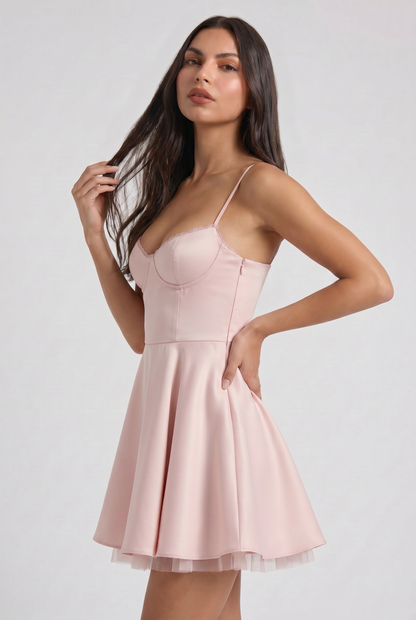 Virelle | Mini Robe Femme À Col Cœur Avec Jupe En Tulle Et Poches