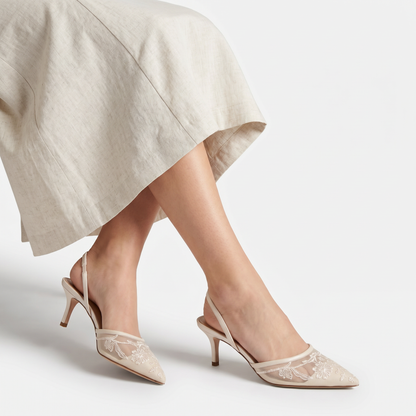 Virelle | Mules Femme en Tulle Brodé à Talon Fin