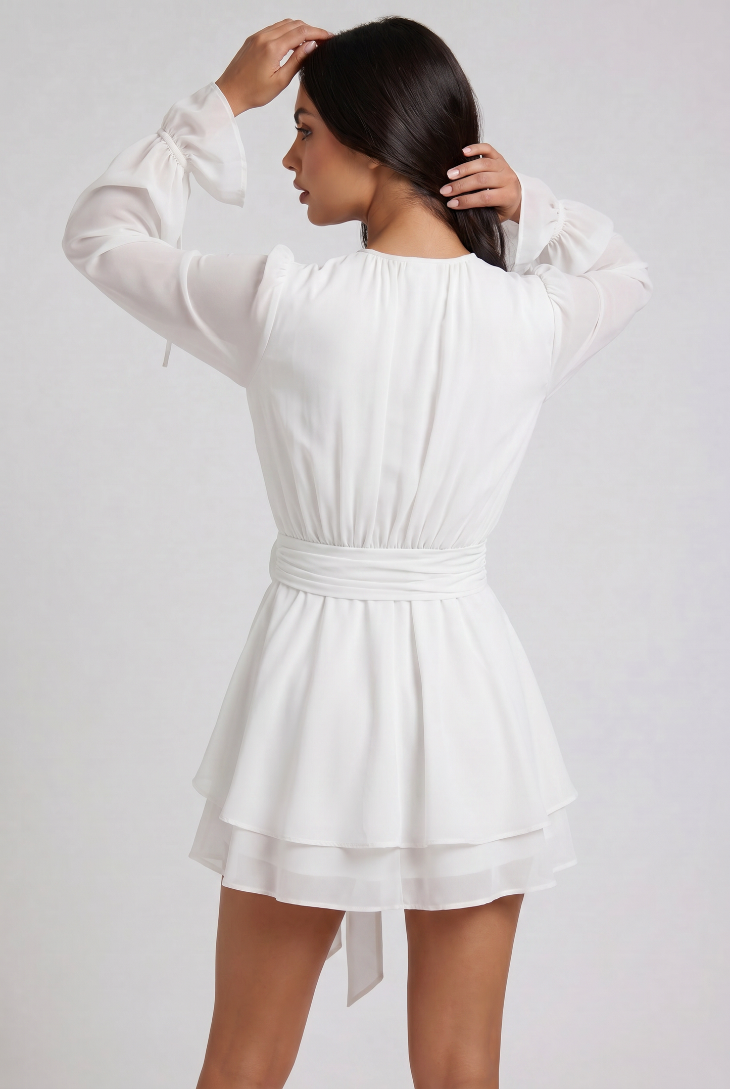 Virelle | Mini Robe Femme À Manches Longues Avec Détail Floral À La Taille