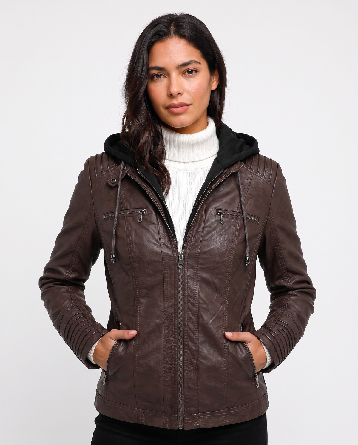 Virelle | Veste Femme Effet Cuir à Capuche