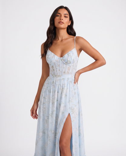 Virelle | Robe Femme Maxi Fleurie À Bretelles Réglables