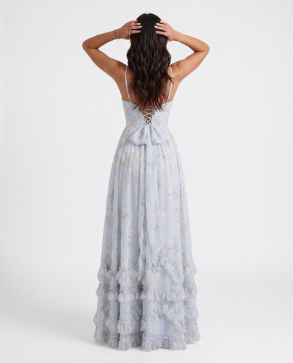 Virelle | Robe Femme Maxi Fleurie À Bretelles Réglables