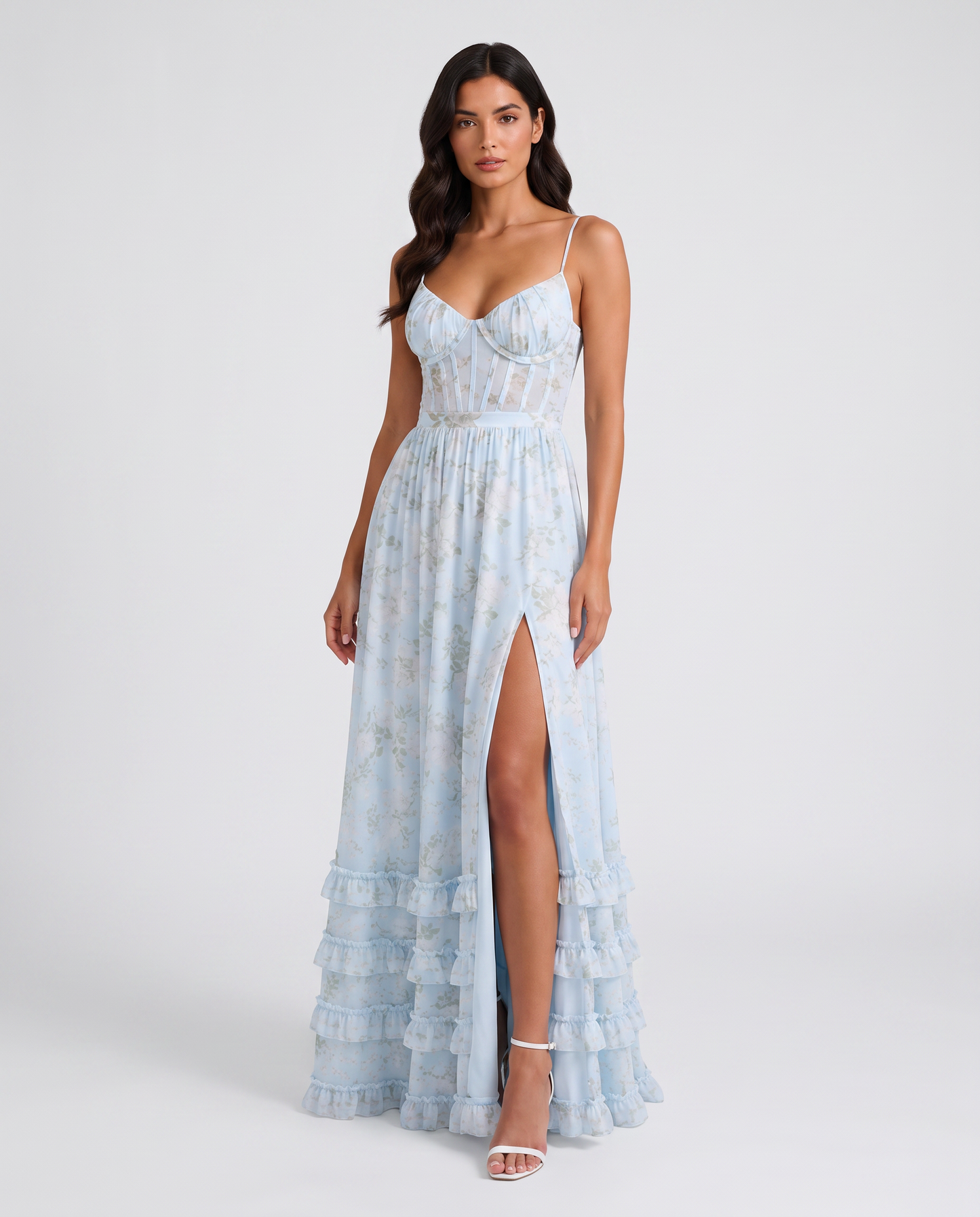 Virelle | Robe Femme Maxi Fleurie À Bretelles Réglables