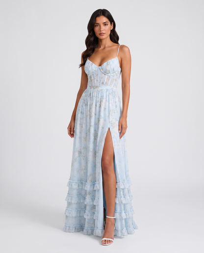 Virelle | Robe Femme Maxi Fleurie À Bretelles Réglables