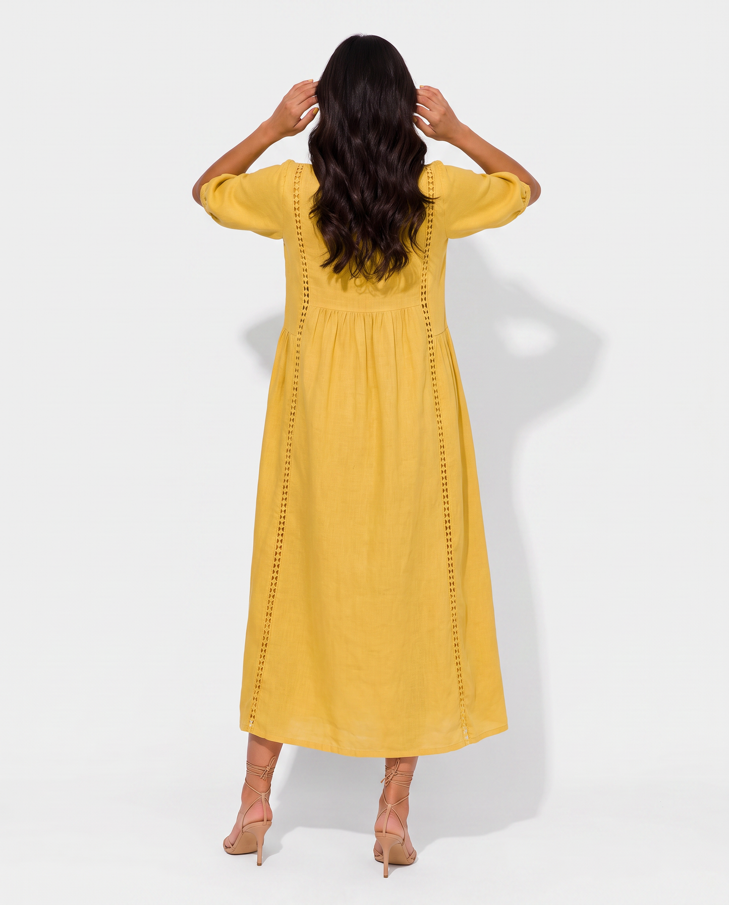 Virelle | Robe Femme En Dentelle À Col V Manches 3/4