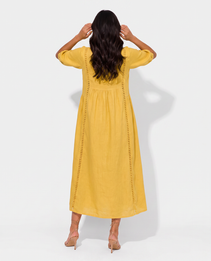 Virelle | Robe Femme En Dentelle À Col V Manches 3/4
