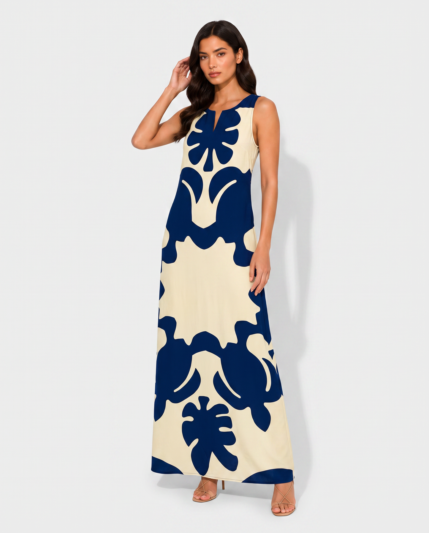 Virelle | Robe Maxi Femme Bohème Imprimée À Col V Floral