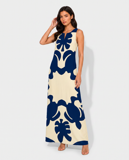 Virelle | Robe Maxi Femme Bohème Imprimée À Col V Floral