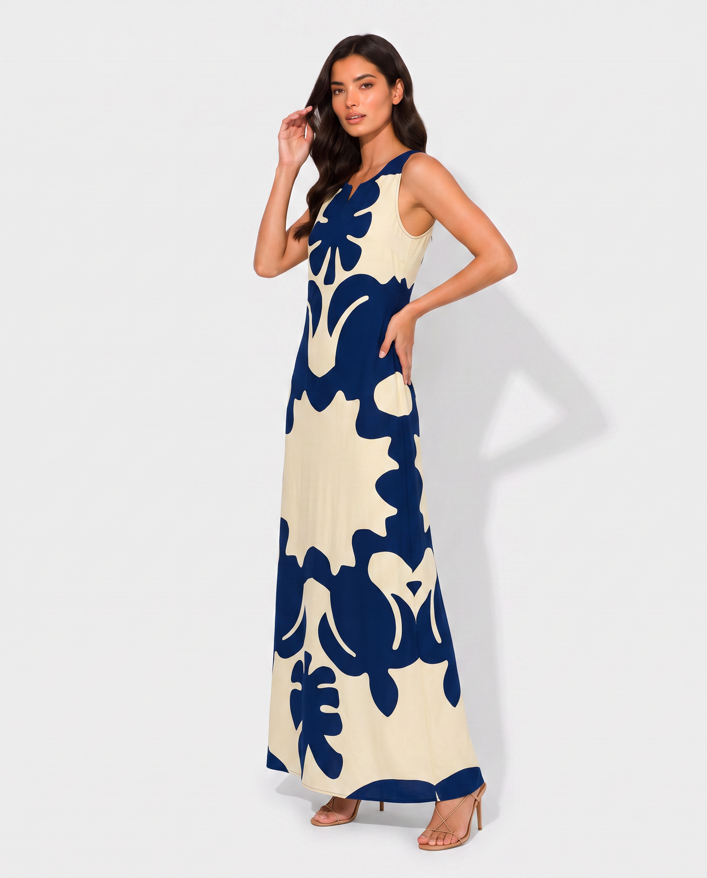 Virelle | Robe Maxi Femme Bohème Imprimée À Col V Floral