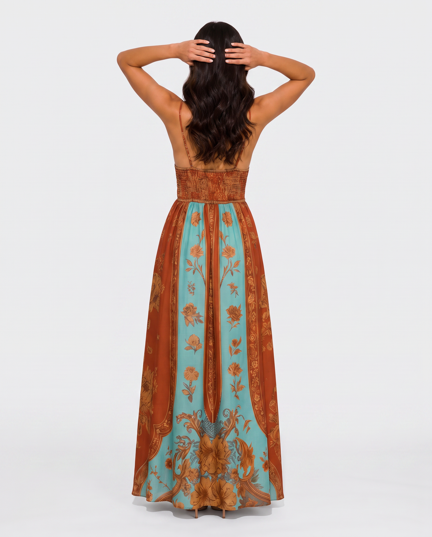 Virelle | Robe Femme Longue Bohème Imprimée À Col V