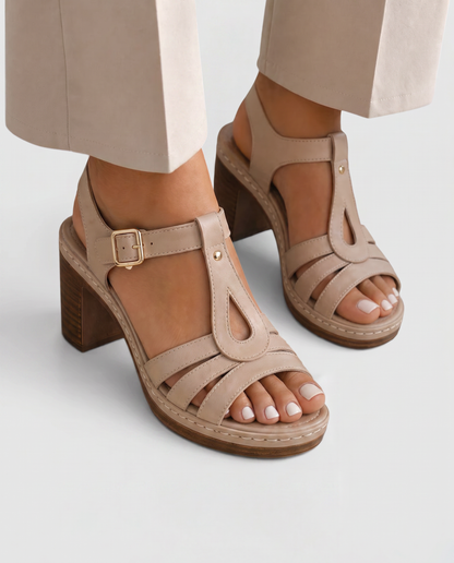 Virelle | Sandales Femme À Talon Carré Avec Brides Réglables