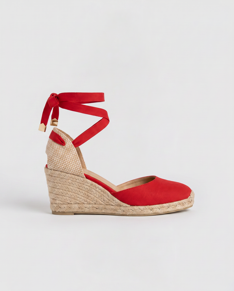 Virelle | Sandales Espadrilles Compensées Femme À Lacets Cheville