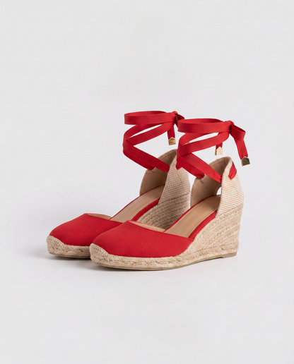 Virelle | Sandales Espadrilles Compensées Femme À Lacets Cheville