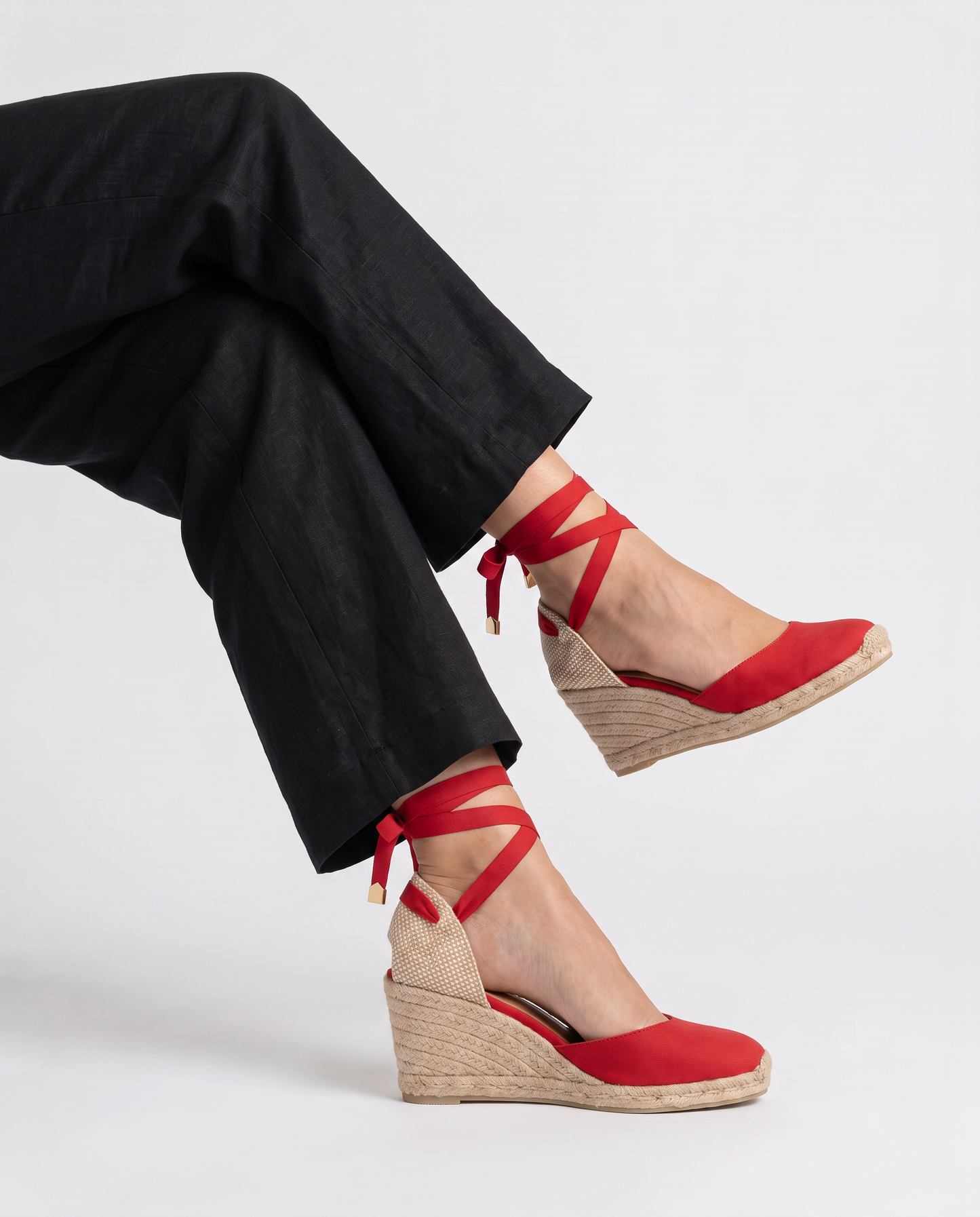 Virelle | Sandales Espadrilles Compensées Femme À Lacets Cheville