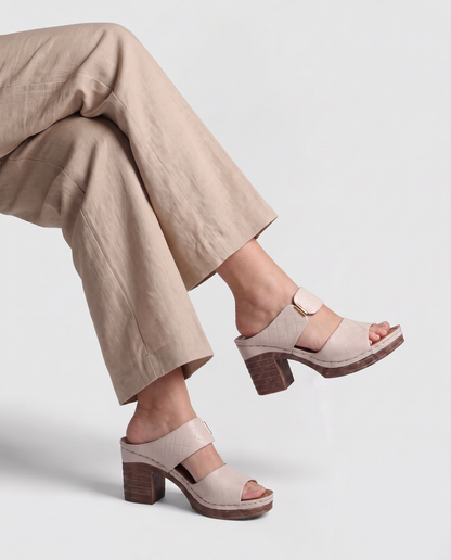 Virelle | Sandales Femme En Cuir À Bout Ouvert Et Talon Bloc