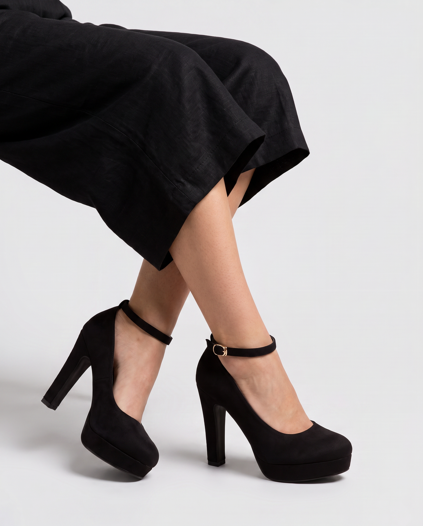 Vielle | Sandales À Talon Plateforme Noires Femme Avec Bride Réglable