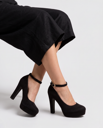 Vielle | Sandales À Talon Plateforme Noires Femme Avec Bride Réglable