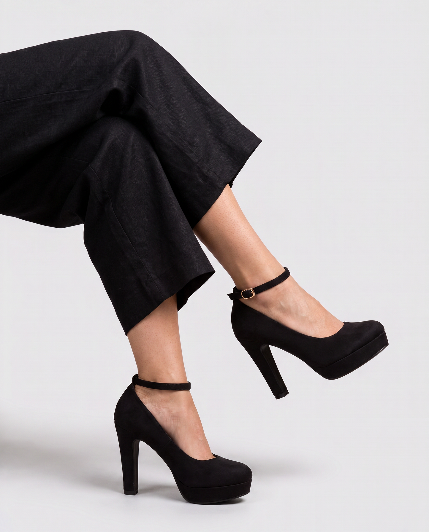 Vielle | Sandales À Talon Plateforme Noires Femme Avec Bride Réglable