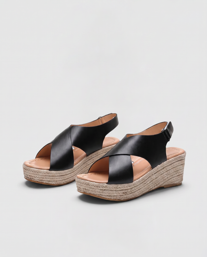 Virelle | Sandales Compensées Espadrilles Femme À Brides Croisées
