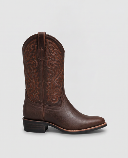 Virelle | Bottes Cowboy Femme En Cuir Avec Broderies Western