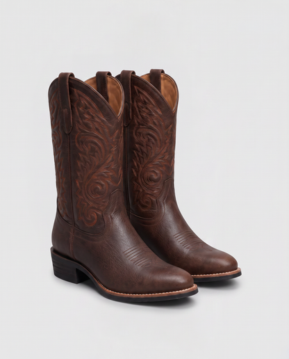 Virelle | Bottes Cowboy Femme En Cuir Avec Broderies Western