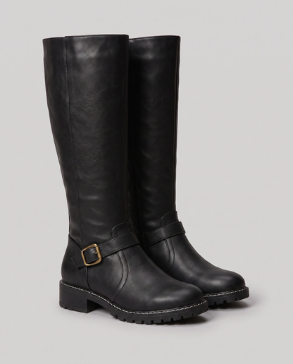 Virelle | Bottes Hautes Femme Avec Boucle - Zip Latéral Et Semelle Crantée