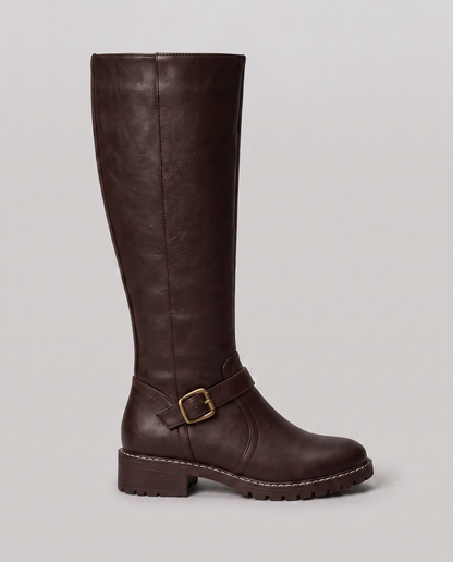 Virelle | Bottes Hautes Femme Avec Boucle - Zip Latéral Et Semelle Crantée