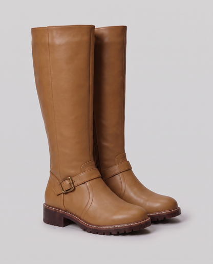 Virelle | Bottes Hautes Femme Avec Boucle - Zip Latéral Et Semelle Crantée
