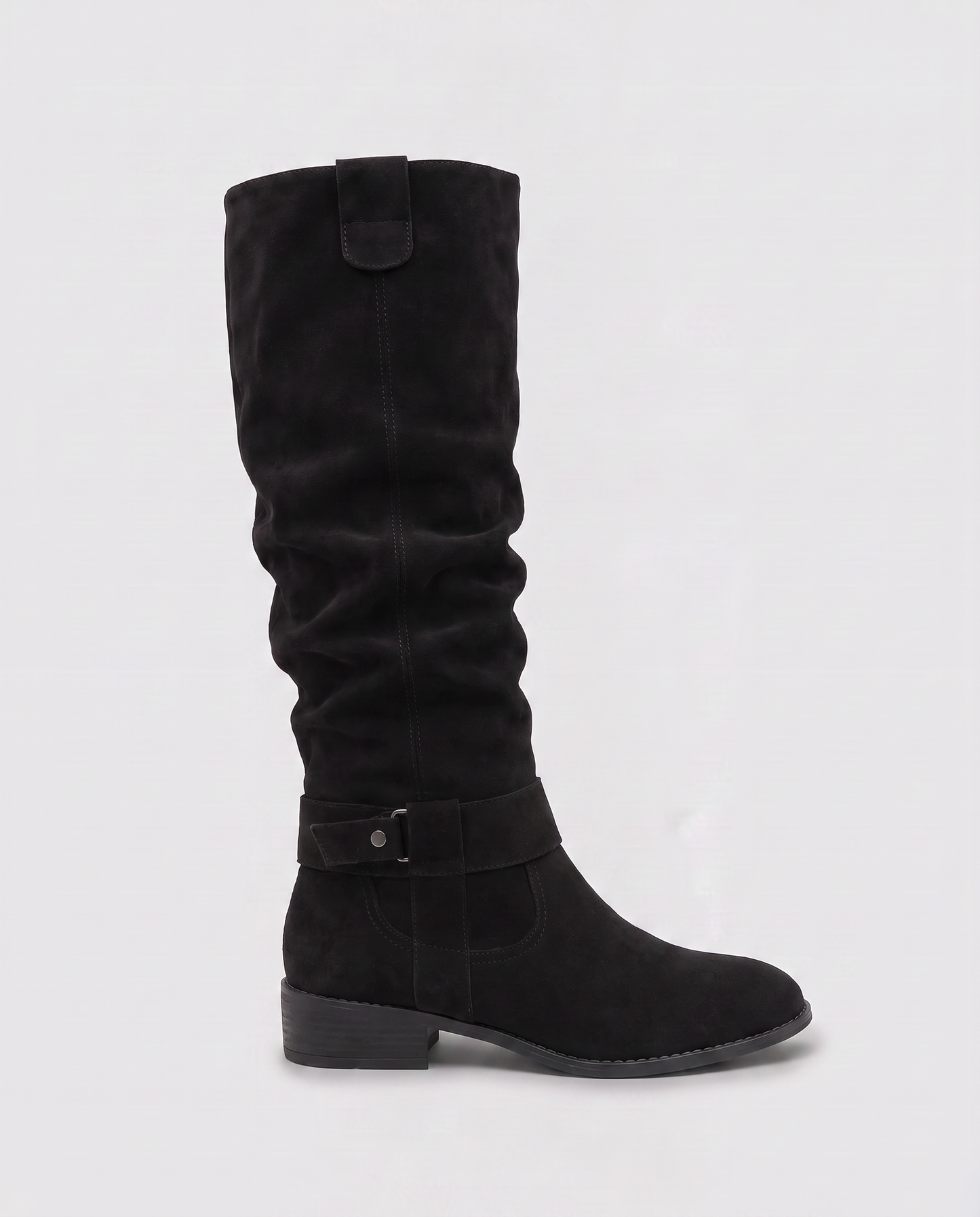 Virelle | Bottes Hautes Femme Effet Daim À Talon Bas Et Zip Latéral