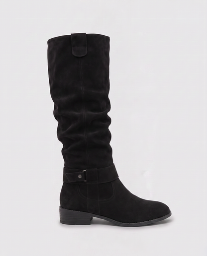 Virelle | Bottes Hautes Femme Effet Daim À Talon Bas Et Zip Latéral