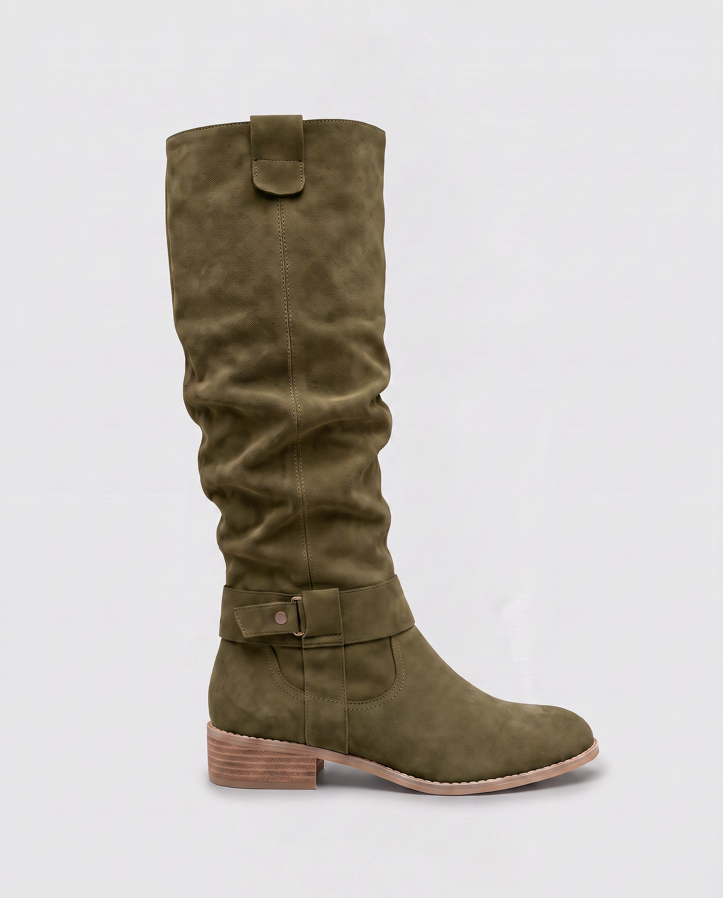 Virelle | Bottes Hautes Femme Effet Daim À Talon Bas Et Zip Latéral