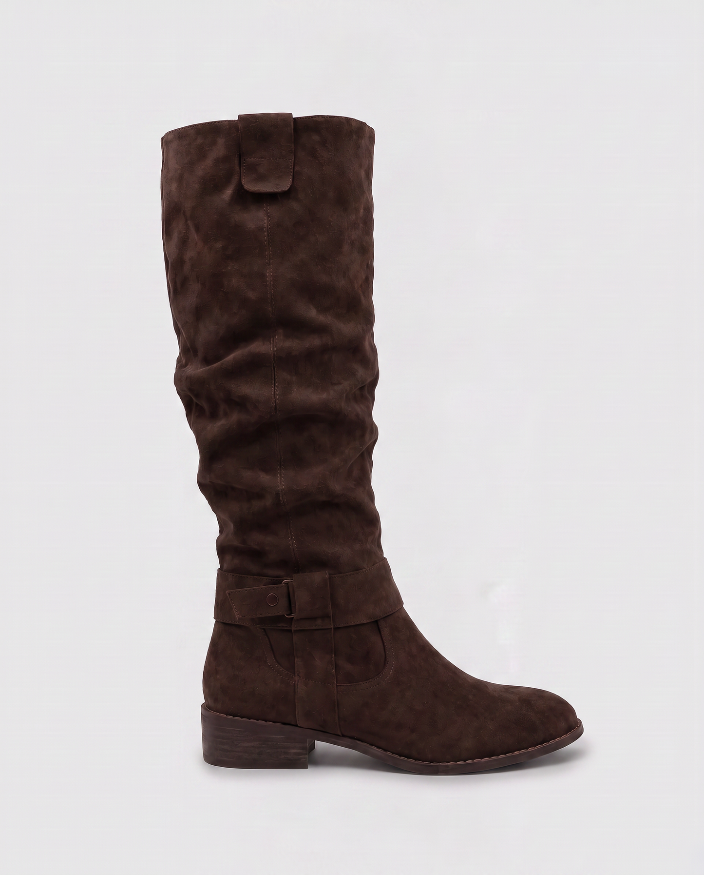 Virelle | Bottes Hautes Femme Effet Daim À Talon Bas Et Zip Latéral