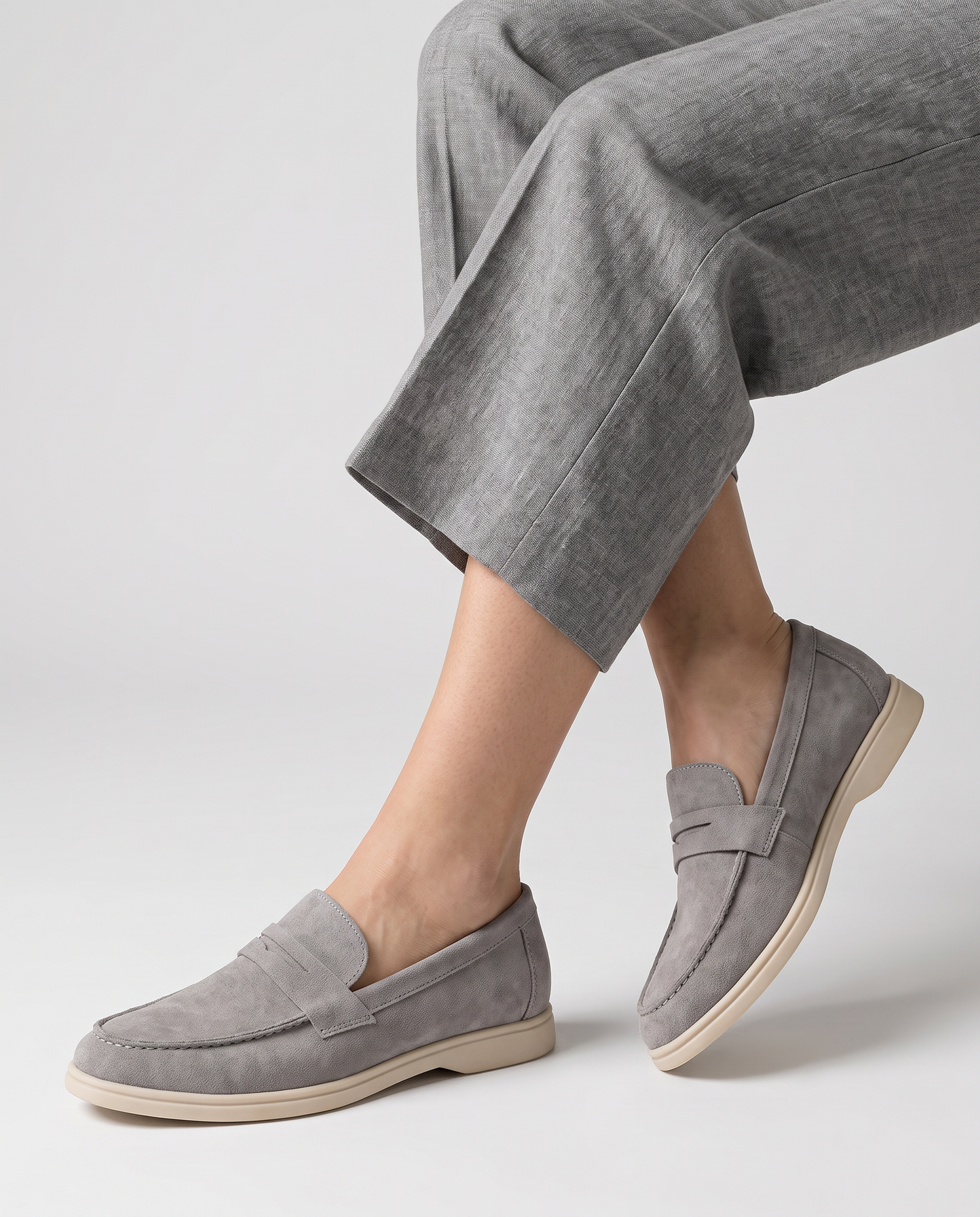 Virelle | Mocassins Plats Femme Effet Daim À Enfiler