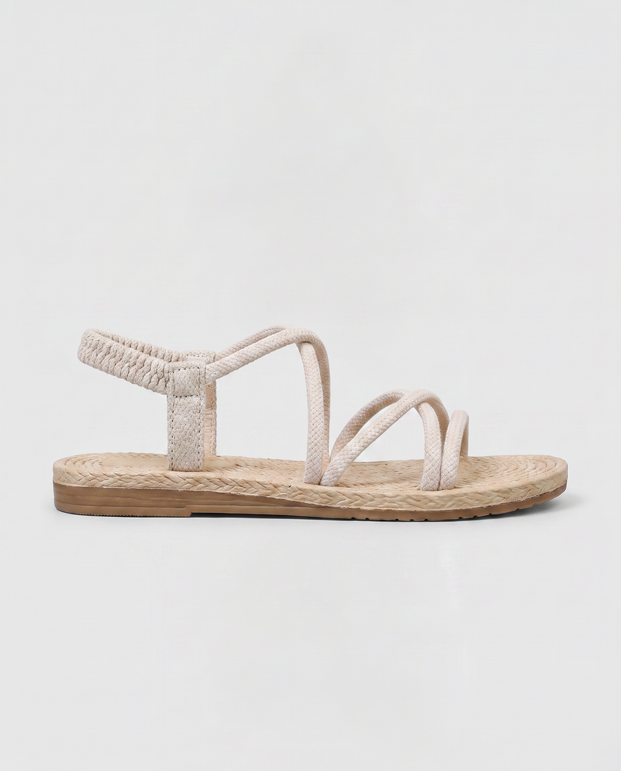 Virelle | Sandales Plates Femme À Brides Élastiques Et Semelle Rembourrée