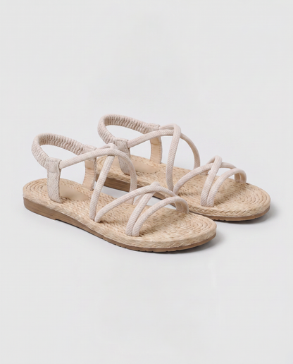 Virelle | Sandales Plates Femme À Brides Élastiques Et Semelle Rembourrée