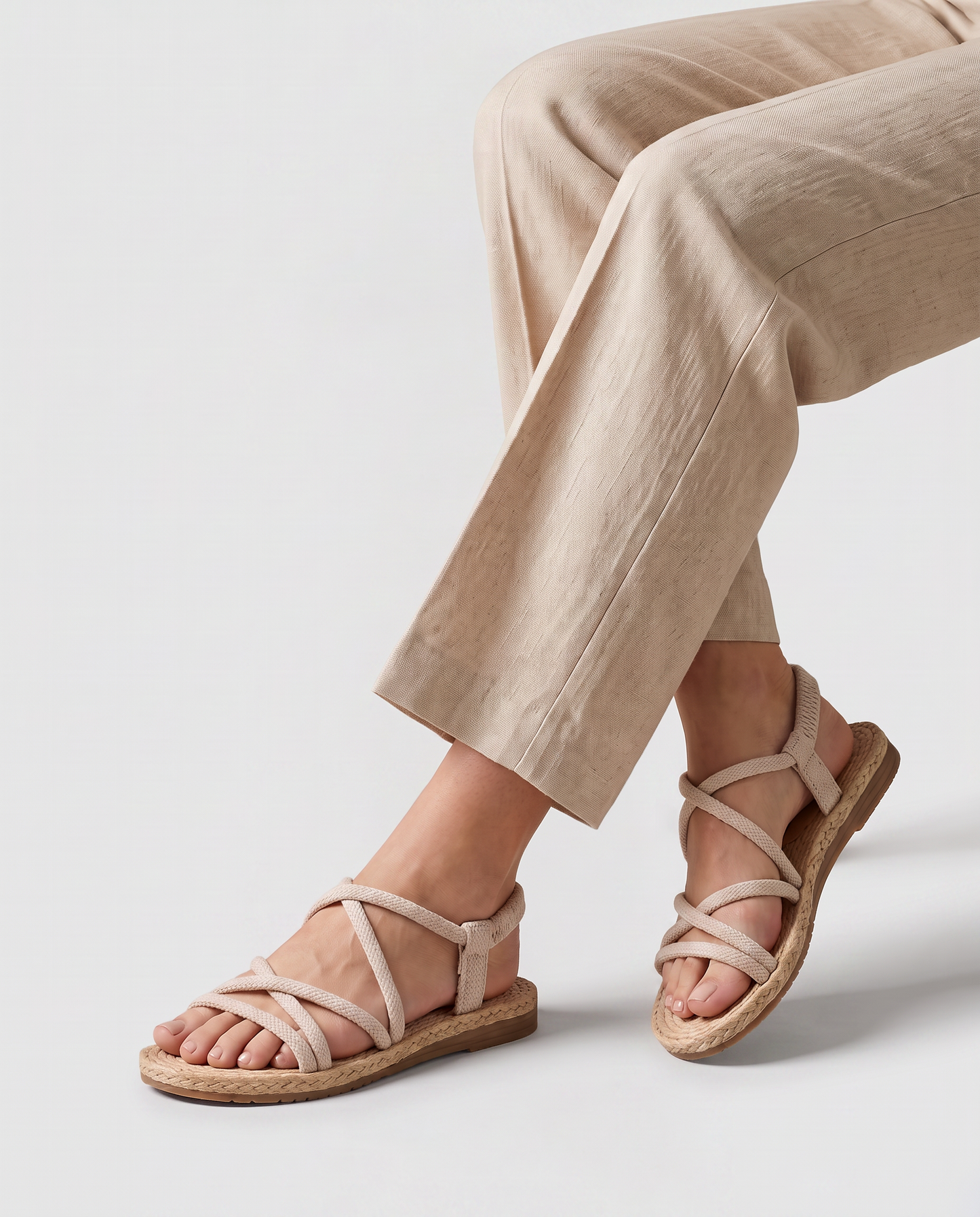 Virelle | Sandales Plates Femme À Brides Élastiques Et Semelle Rembourrée