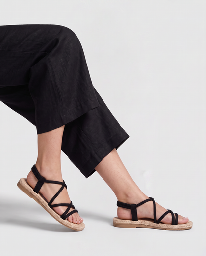Virelle | Sandales Plates Femme À Brides Élastiques Et Semelle Rembourrée