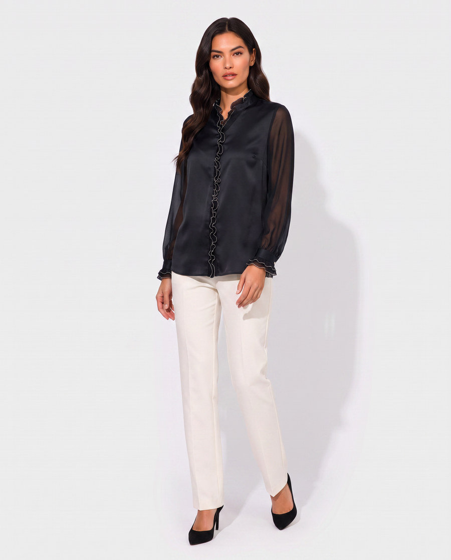 Virelle | Blouse Femme À Manches Longues Et Col V