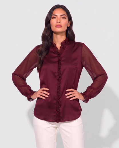 Virelle | Blouse Femme À Manches Longues Et Col V