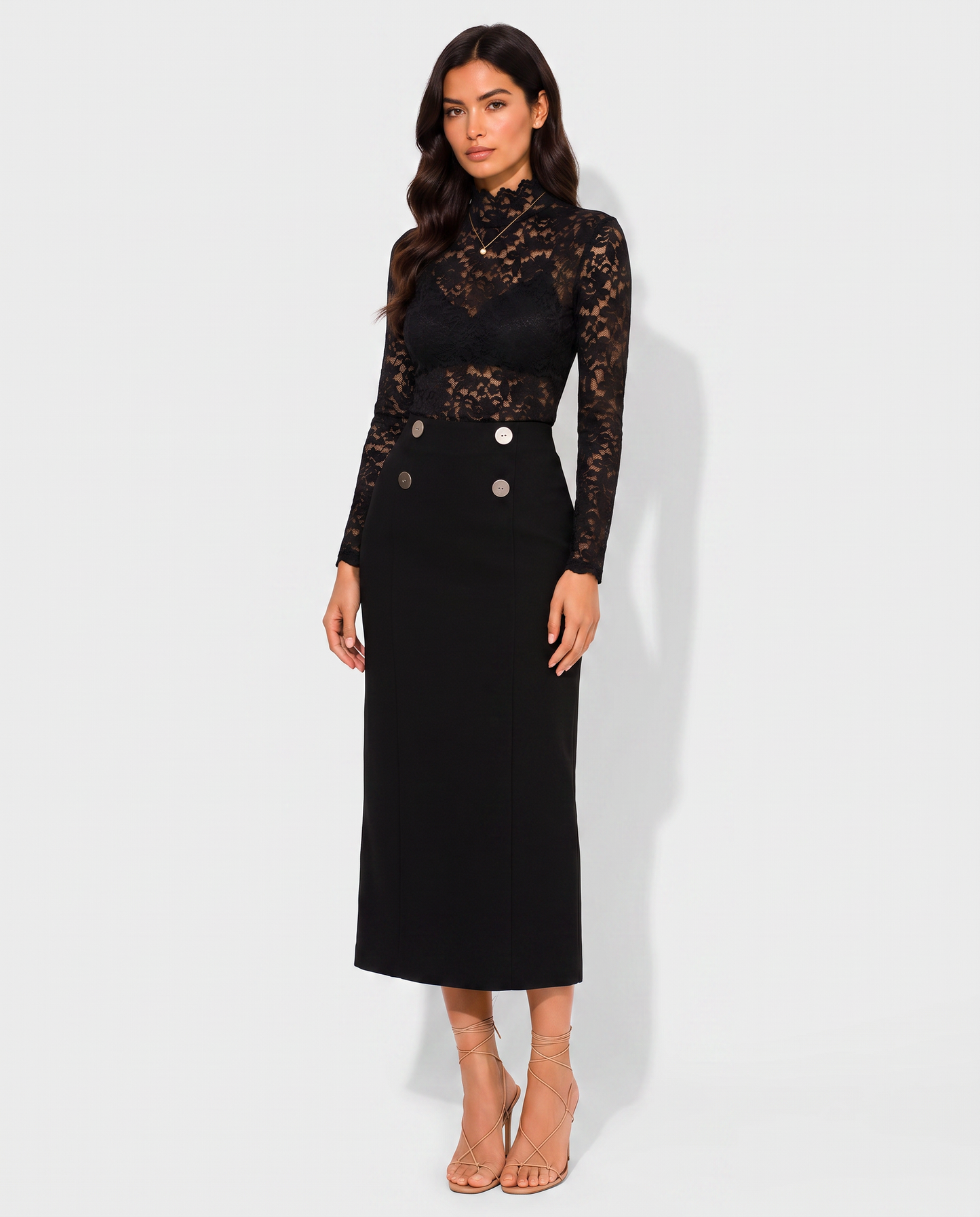 Virelle | Blouse À Col Montant Avec Dentelle Fleurie