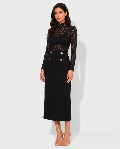 Virelle | Blouse À Col Montant Avec Dentelle Fleurie