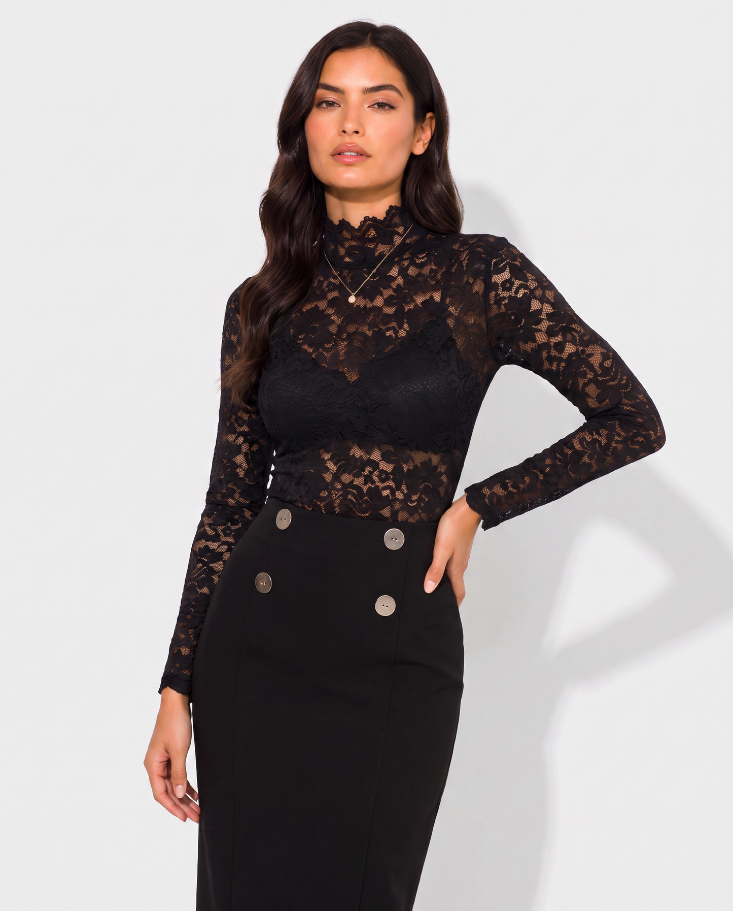 Virelle | Blouse À Col Montant Avec Dentelle Fleurie