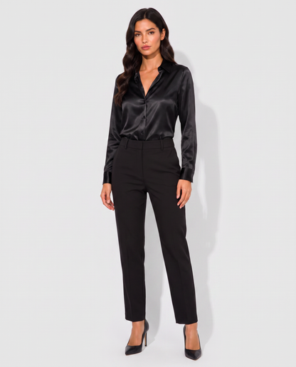 Virelle | Blouse Satinée À Col En V Et Manches Longues