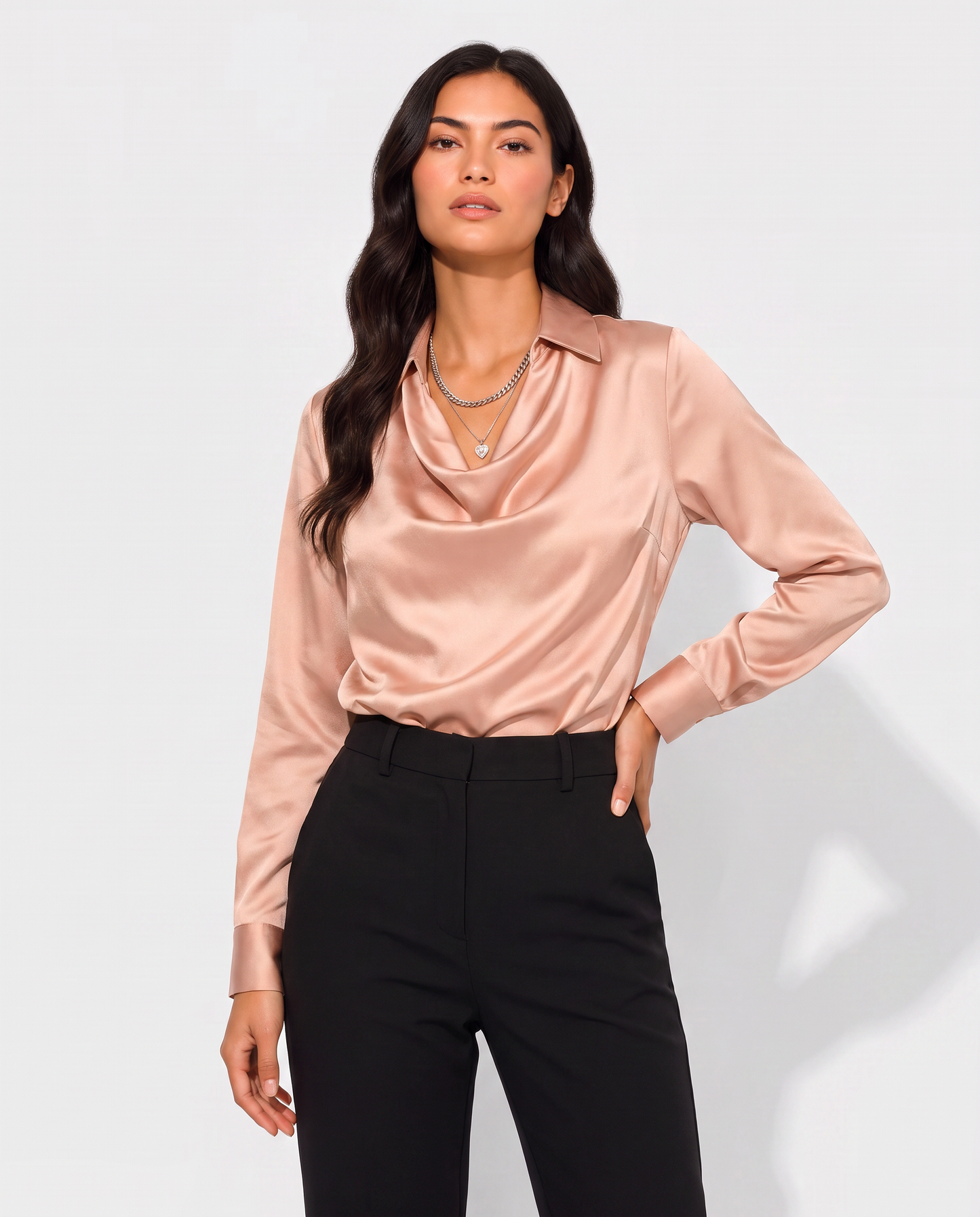 Virelle | Blouse Effet Soie À Col Bénitier Et Manches Longues