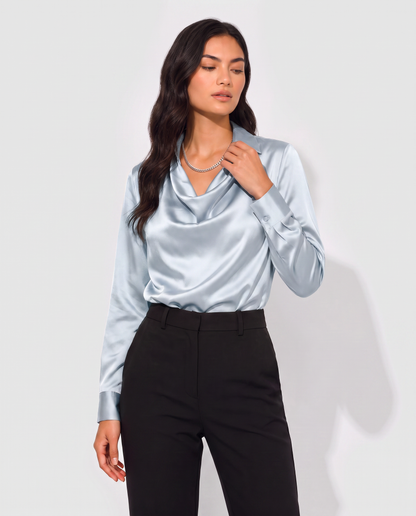 Virelle | Blouse Effet Soie À Col Bénitier Et Manches Longues