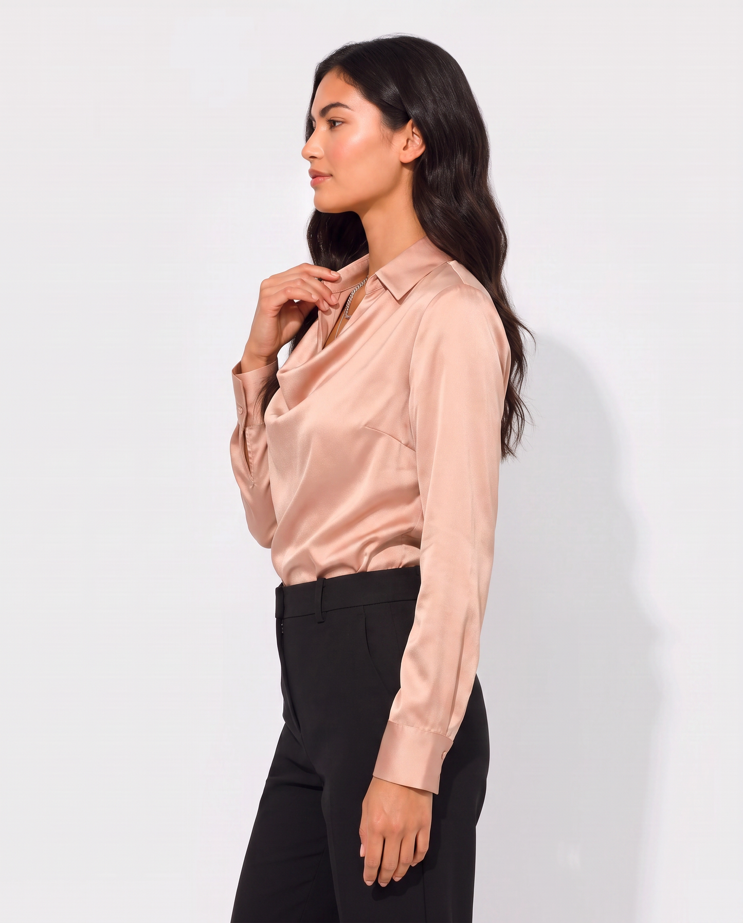 Virelle | Blouse Effet Soie À Col Bénitier Et Manches Longues