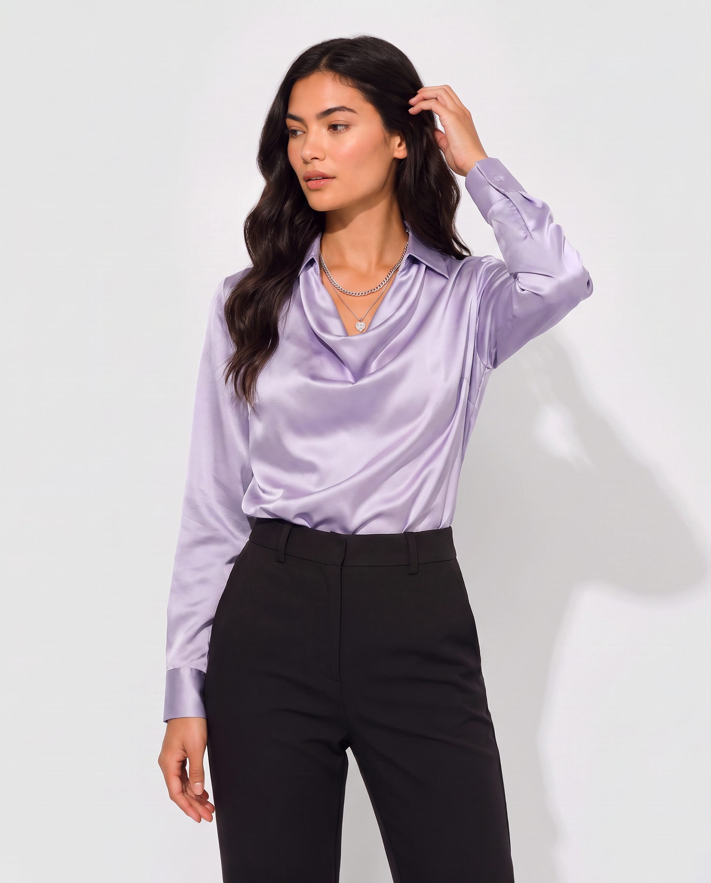 Virelle | Blouse Effet Soie À Col Bénitier Et Manches Longues